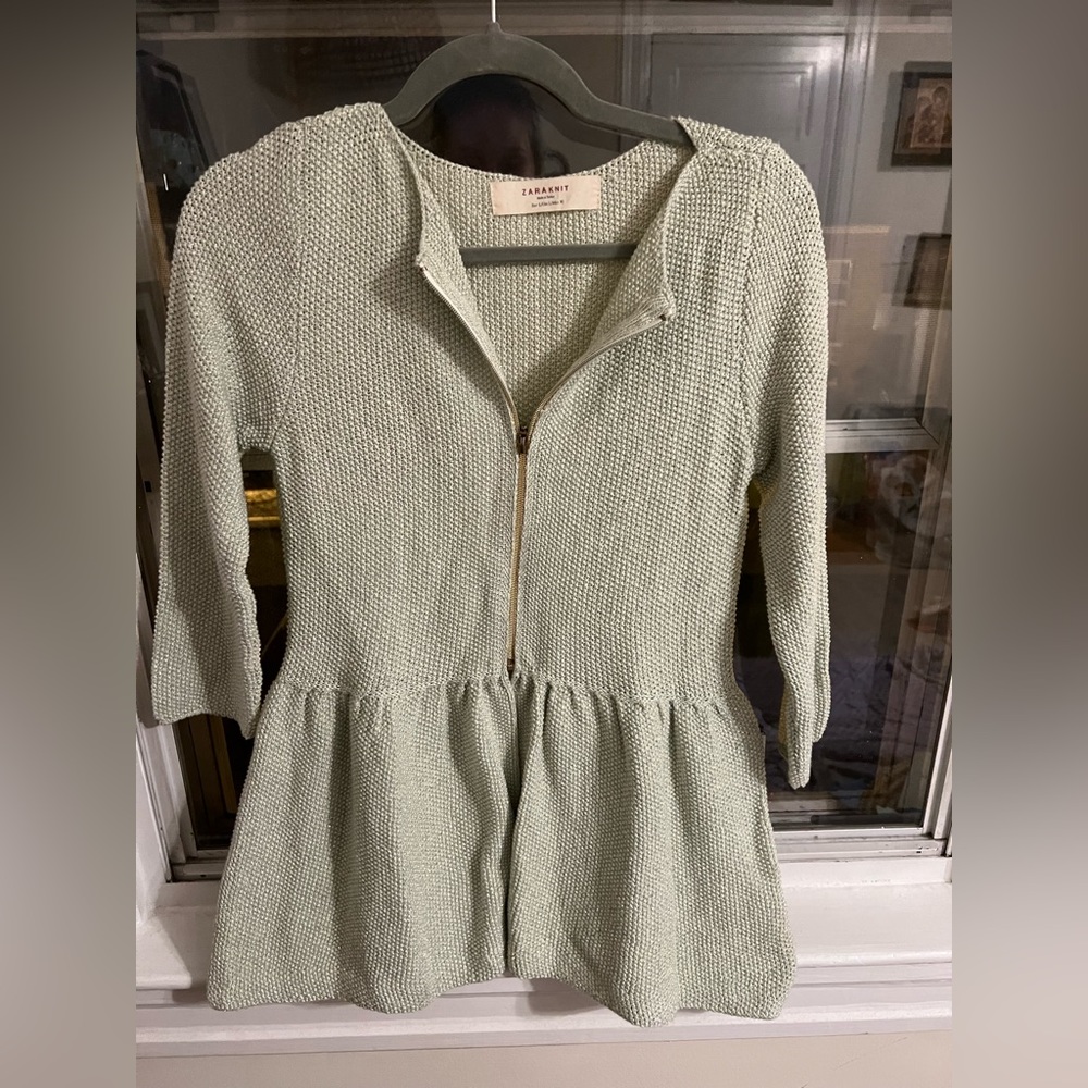 Zara Turquoise Knit Peplum Top
